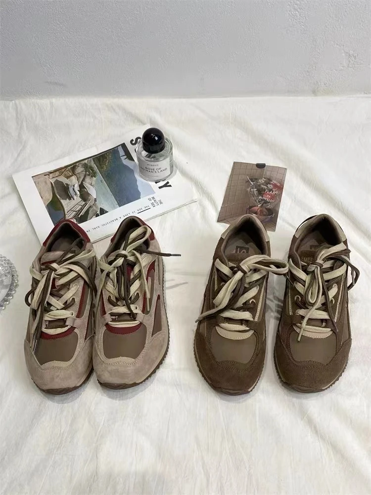 2025新款牛皮运动鞋徳训鞋休闲阿甘鞋女厚底复古S28-123