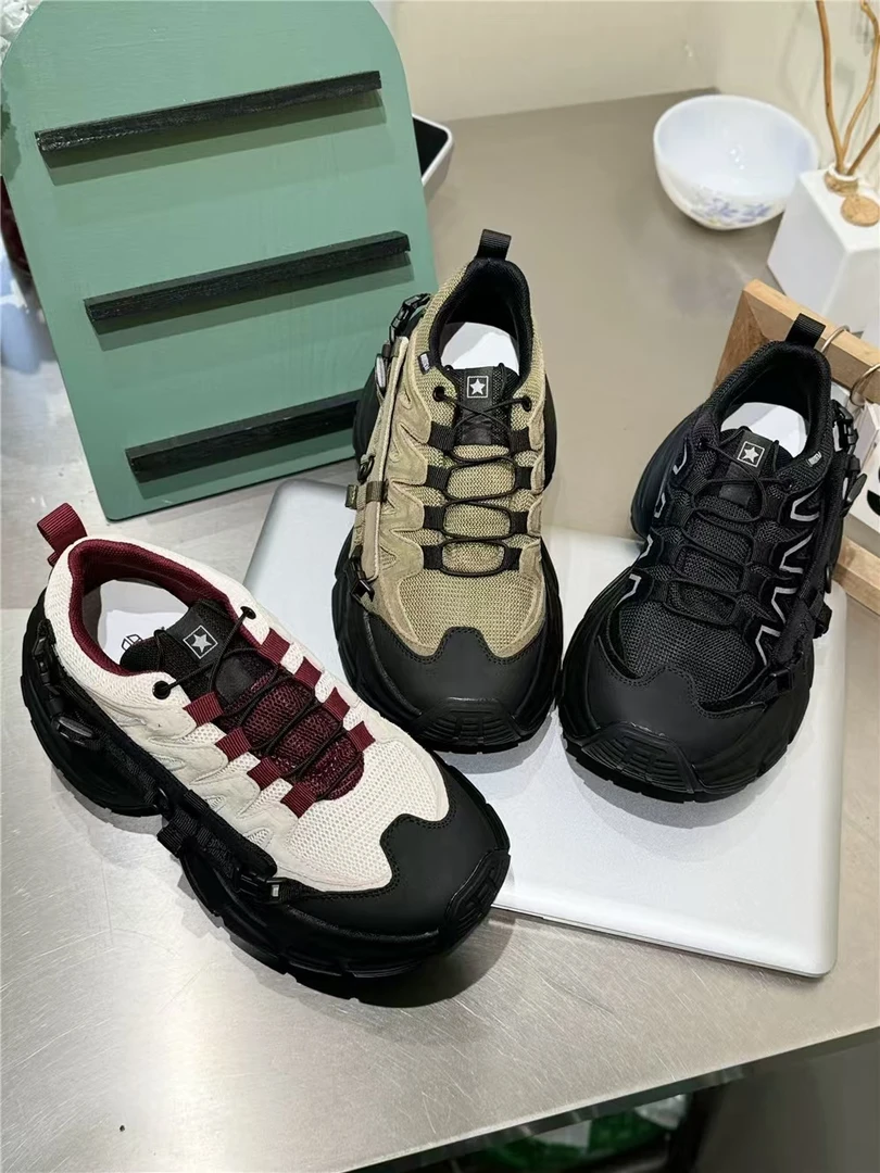 2025新款增高休闲运动舒适真皮网面透气老爹鞋60-31