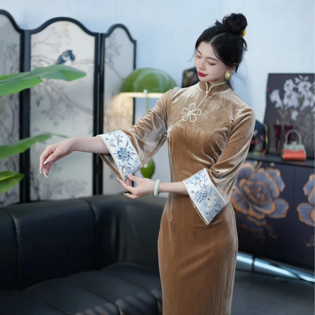 【尔尔古典美学】复古新中式旗袍【奶咖沐白】春夏修身中国风旗袍