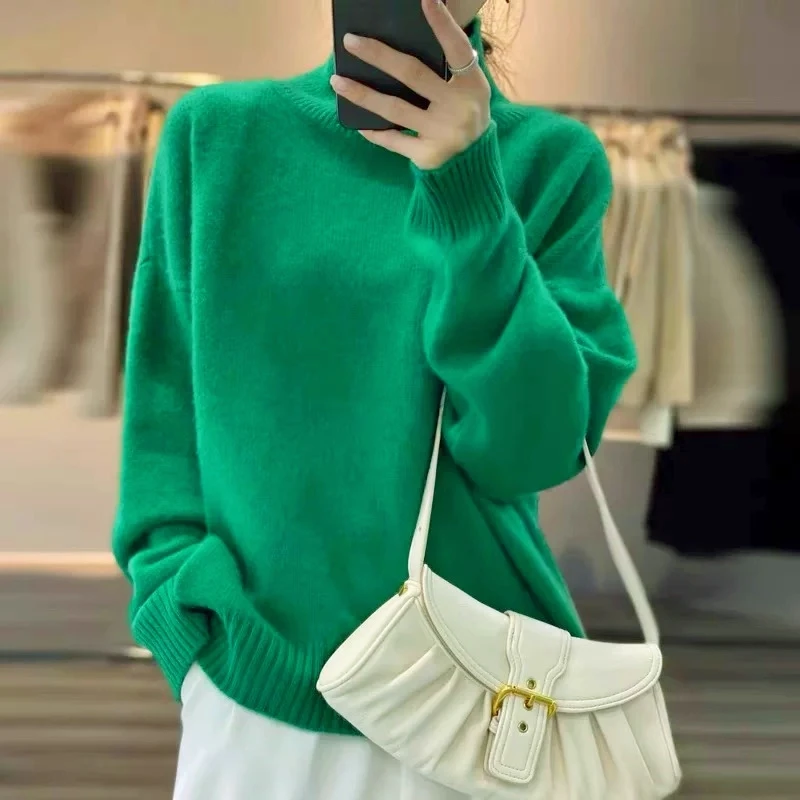 9013 祺欣家 (羊毛20%包芯纱80%) 法式堆堆领高级感宽松针织衫