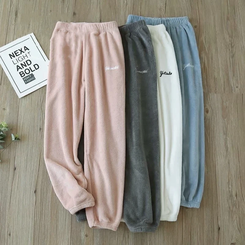 1195 祺欣家 (80%法兰绒) 时尚保暖睡裤家居休闲简约风九分裤