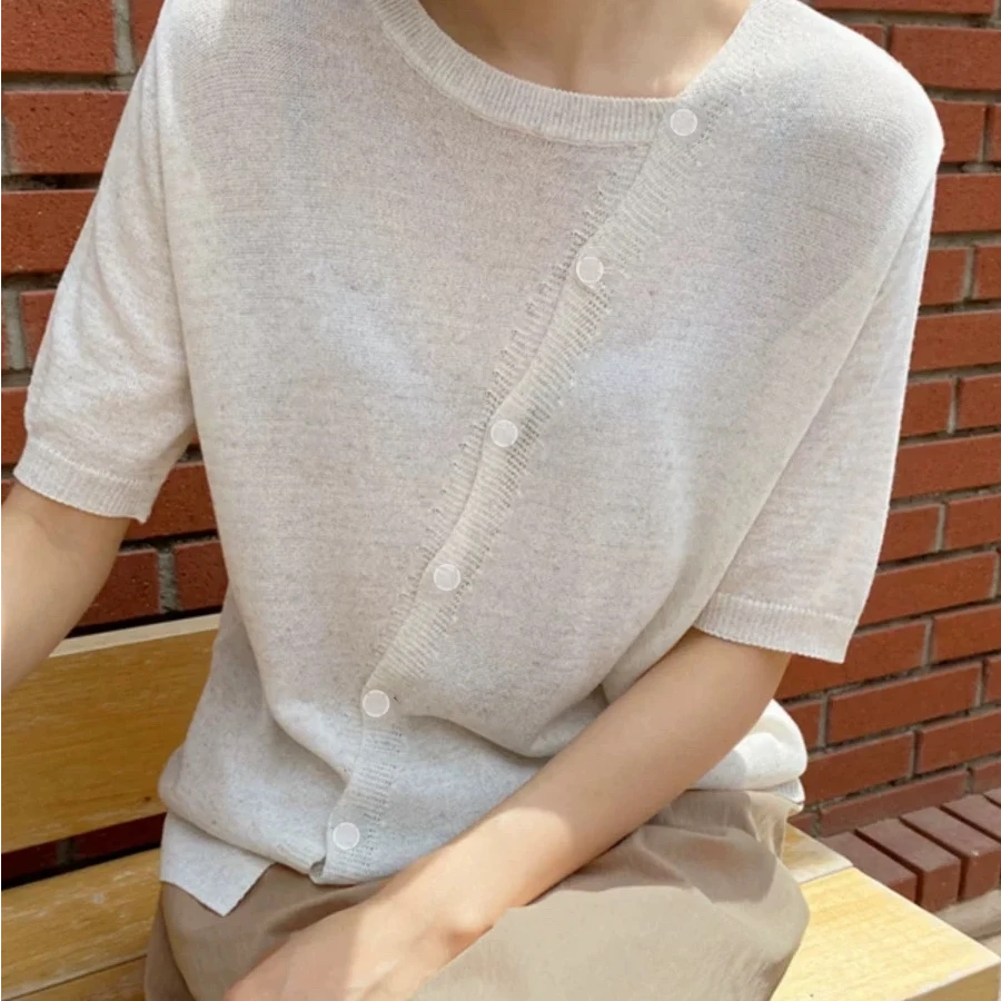 3680 祺欣家 韩版斜扣设计简约风显瘦针织开衫