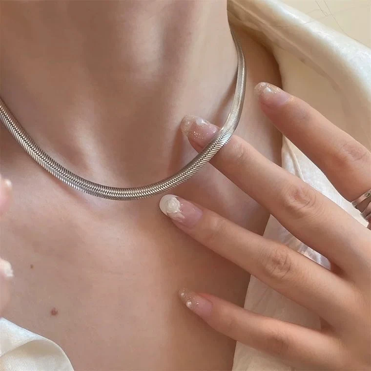 链子925银 【艾比银】S925银加厚蛇骨链锁骨链项链