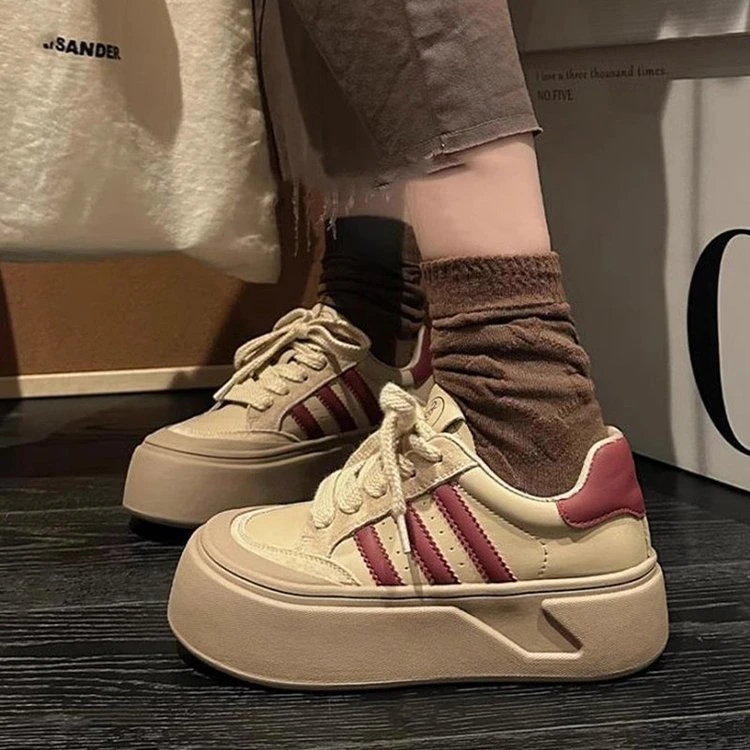 德训鞋女2023新款秋季秋冬女鞋子网红百搭厚底增高休闲小白运动鞋