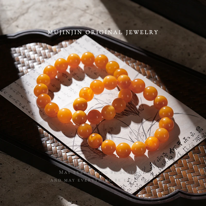 【木槿槿】天然老花蜡蜜蜡手串男女款约11m手链多样性发一