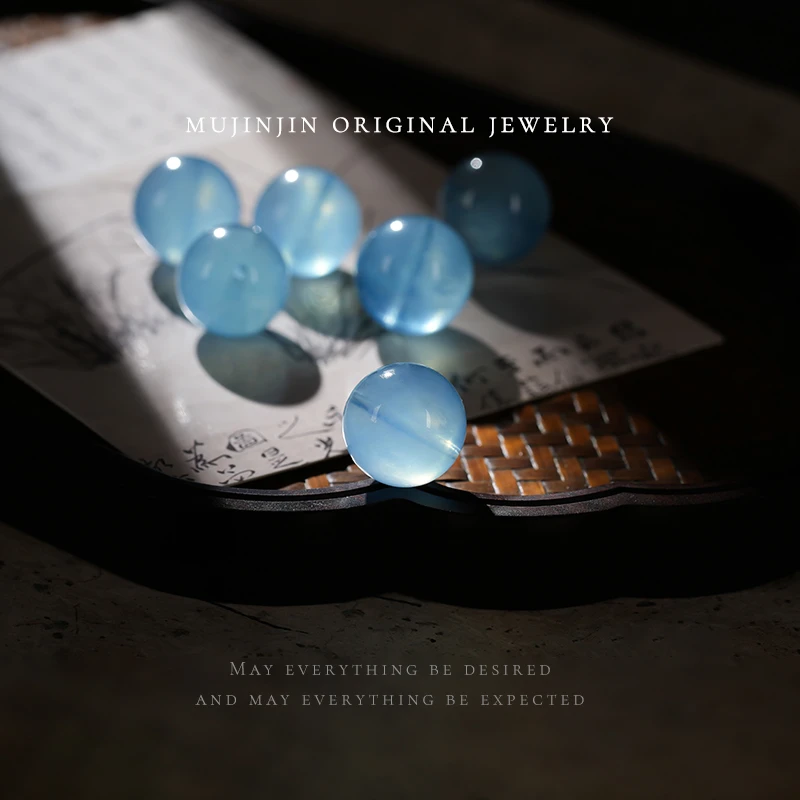 【木槿槿】天然海蓝宝石单珠DIY  16mm颈链手链搭配XL795多样性发一