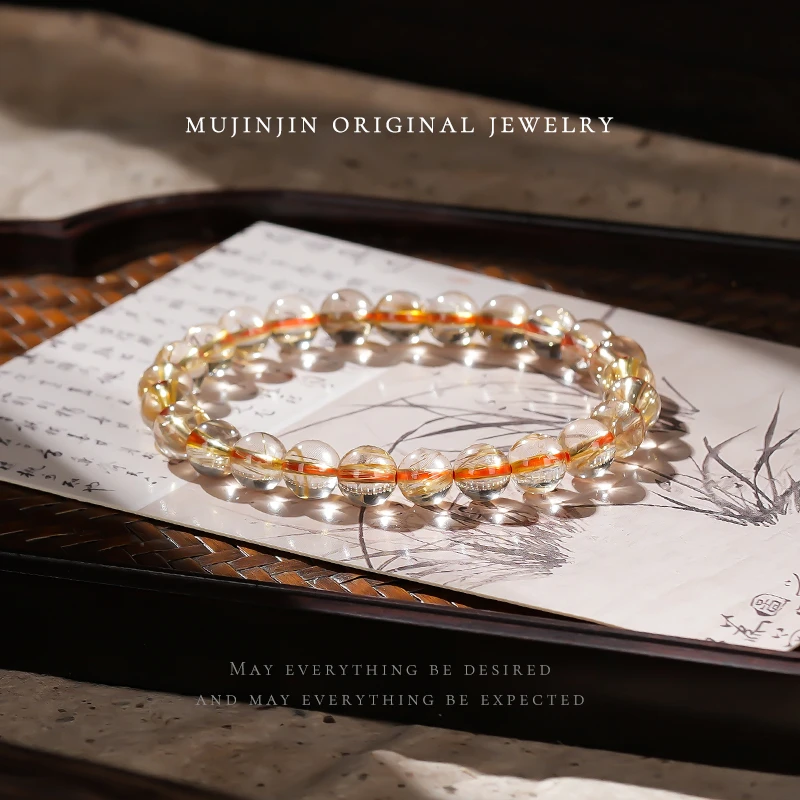 【木槿槿】天然钛晶水晶手串女款7m简约百搭串珠手链时尚饰品LM852