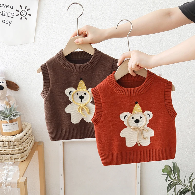 小五班毛衣2024新款女宝宝背心洋气男童秋装婴儿童针织马甲外穿潮