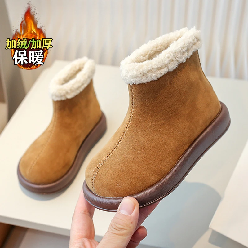 儿童雪地靴女童棉鞋加绒加厚2023冬季女宝棉靴男童雪地棉冬鞋X09