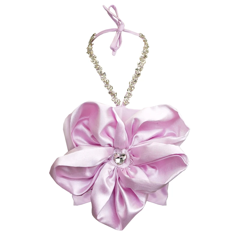 SUNGDO GIN手工掐褶 花朵抹胸背心23SB002