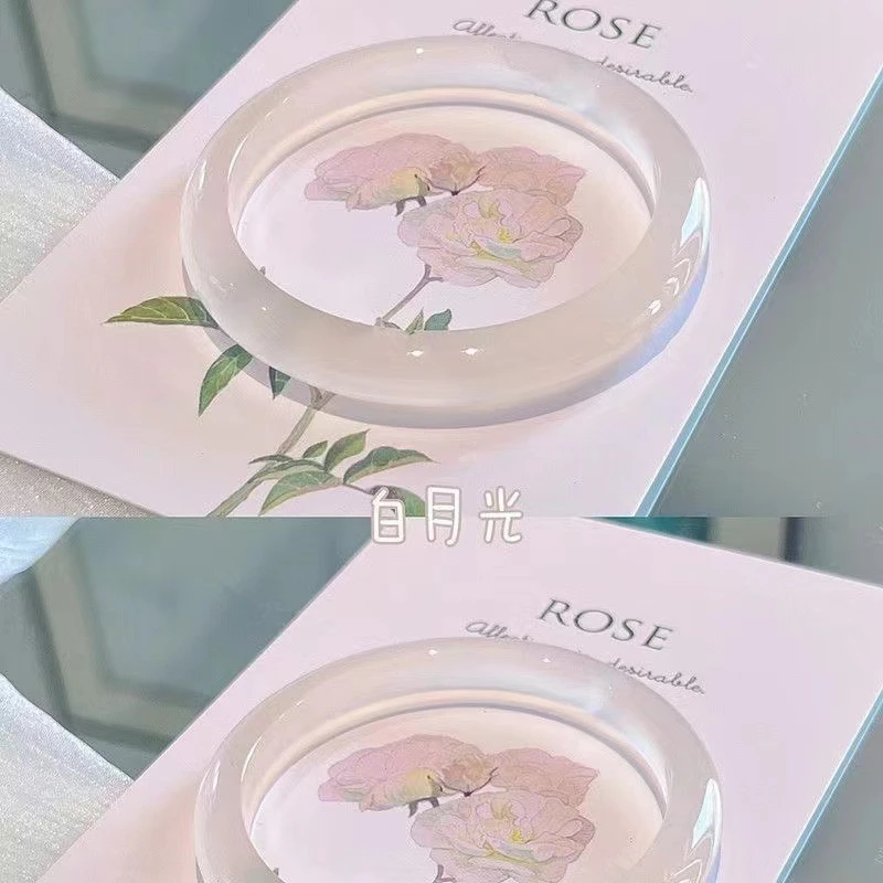 非金属玻璃手镯 白月光手镯琉璃清新百搭镯子女新中式荔枝白冰透