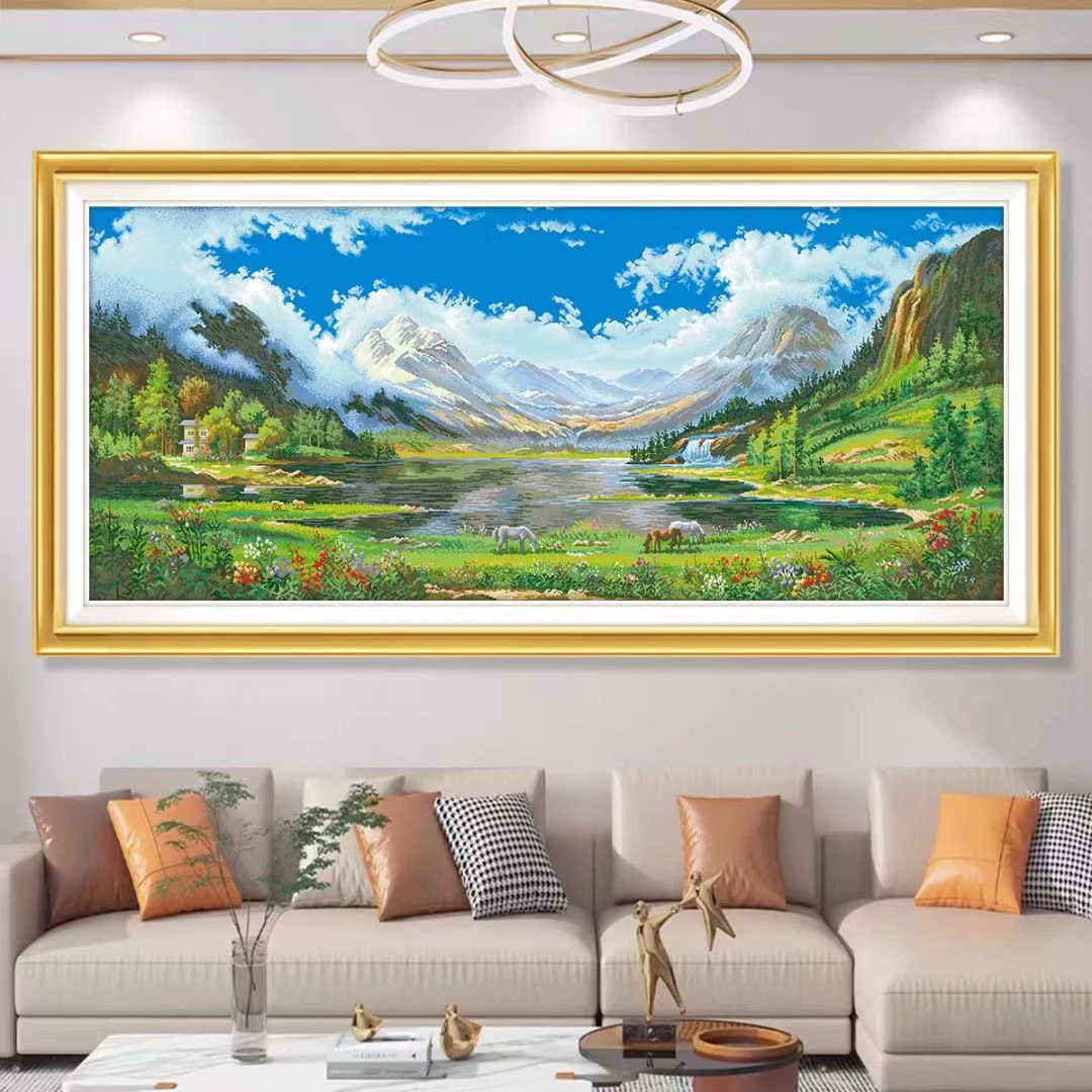 十字绣天山盛境2024新款线绣简约现代风景山水画大气天高地阔48色