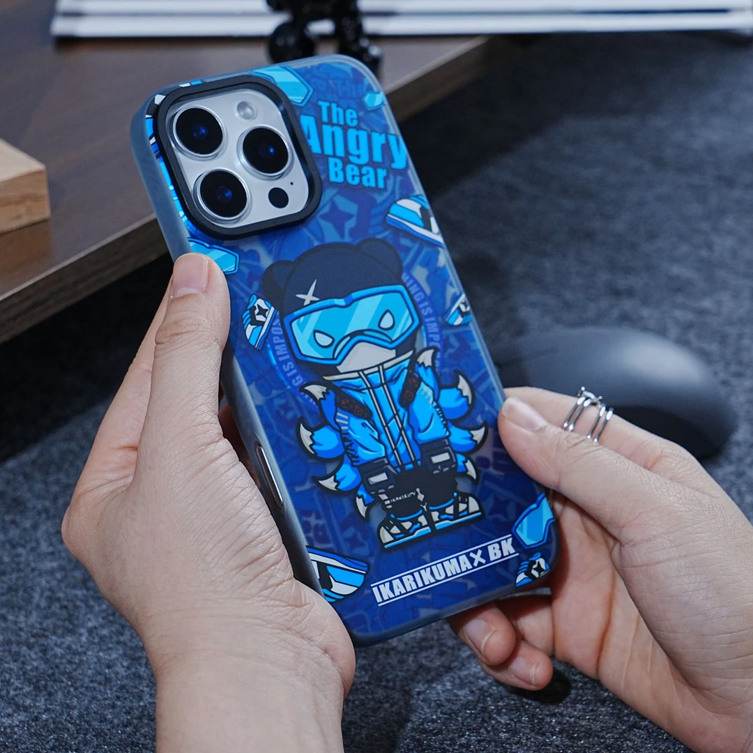 BK小黑熊潮牌新款适用苹果16promax壳磁吸手机壳iPhone15网红暴熊