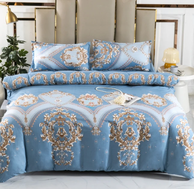 现货现发！7天试睡！！轻奢蓝调简约印花亲肤四件套*1