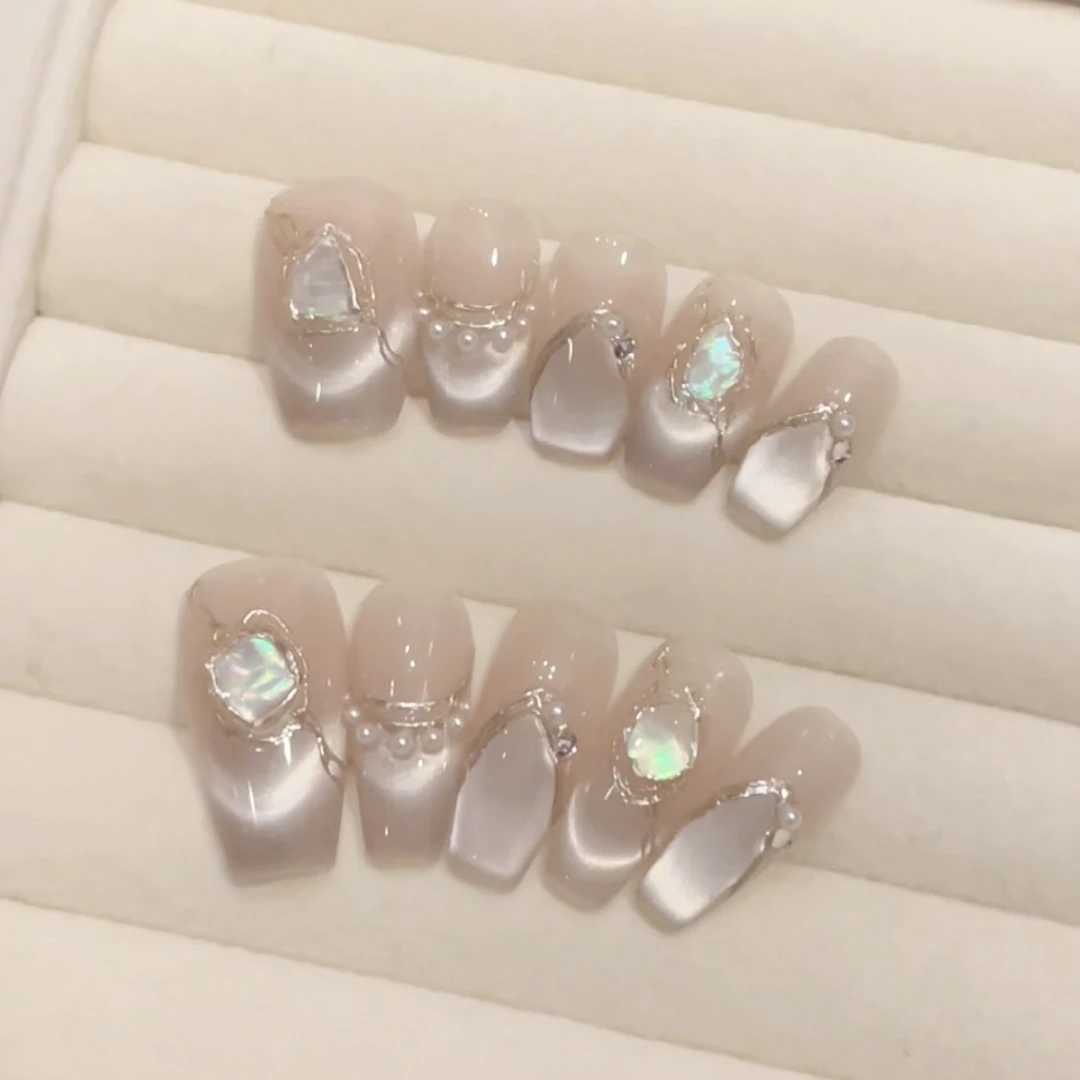 【相思劫】纯手工精品穿戴甲细腻法式猫眼气质温柔新款美甲可拆卸