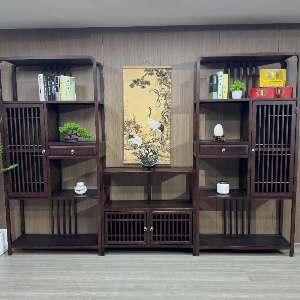【尊品家具】新中式博古架尚品茶室置物架展示柜客厅隔断多宝阁书架