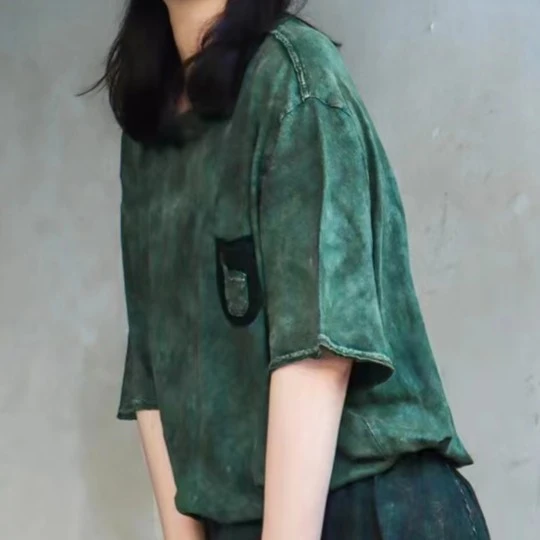 原创麻依者棉麻混纺半袖T恤2023夏1010