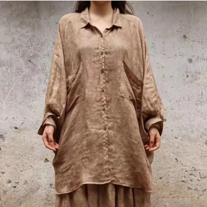 原创麻依者苎麻中长款衬衣2023夏1032