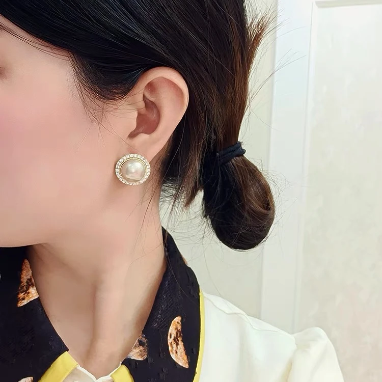 耳钉女高级感气质耳饰品女款高级感镶钻圆耳环