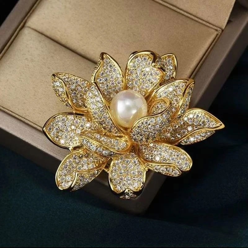 韩版莲花胸针优雅设计感胸花