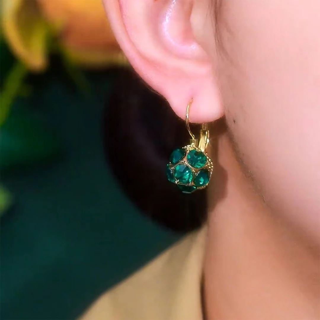 经典绿色 球球精致耳扣高级感优雅耳钩-310