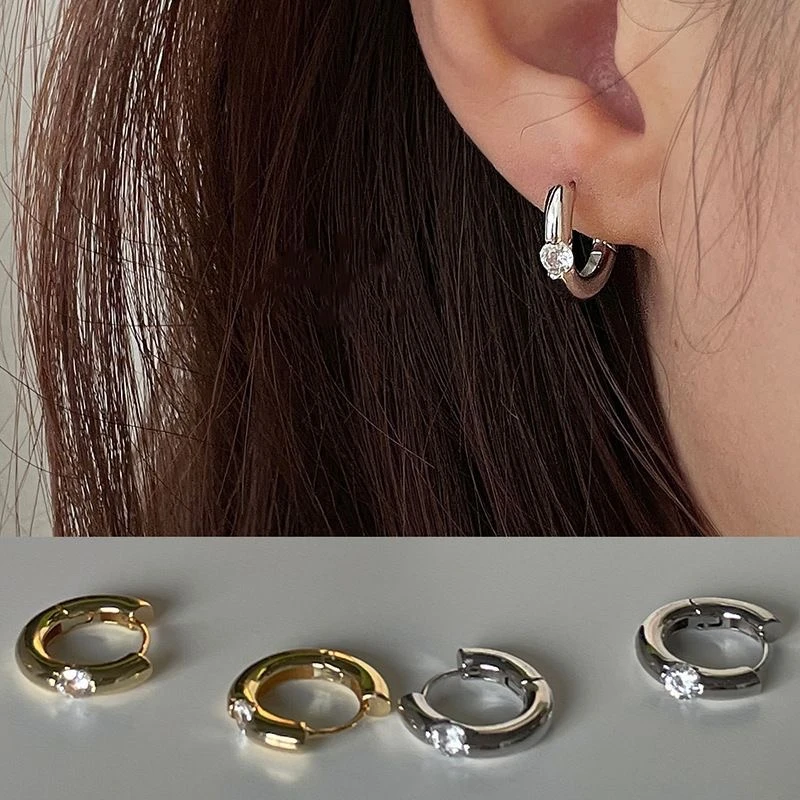 925银针小众设计轻奢高级感素圈圆圈耳扣气质耳饰