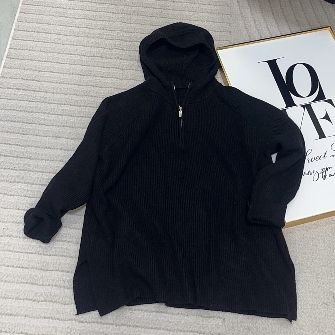 【芬芬姐精选】秋季新款休闲半拉链连帽时尚长袖针织衫8025