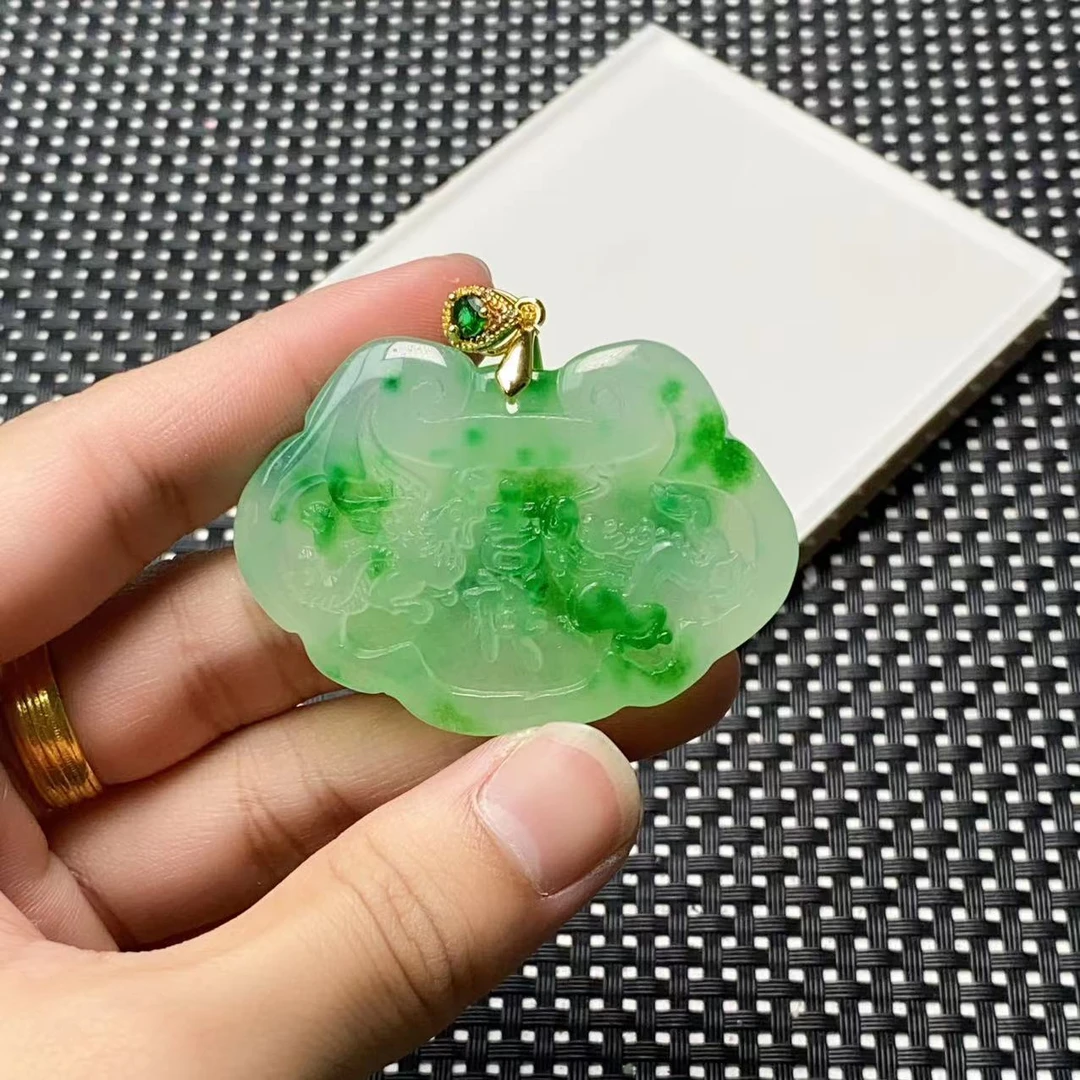 [聚小石]A1061冰绿花如意所吊坠设计轻奢时尚手链手串项链