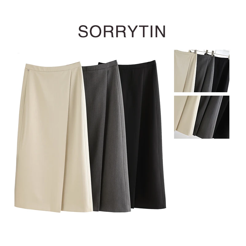 《简如玉》思家高品质 干净利落 型非常好一片式围裹 百搭A字半身裙