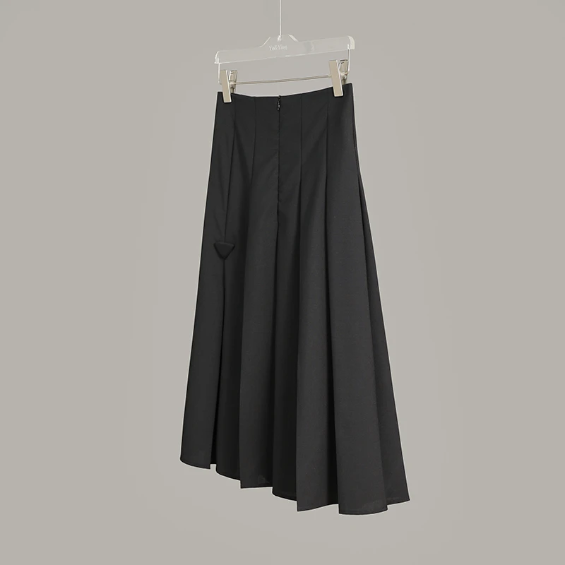 思家高品质 年度单品 时髦P家精纺羊毛 中长款黑色百褶半身裙