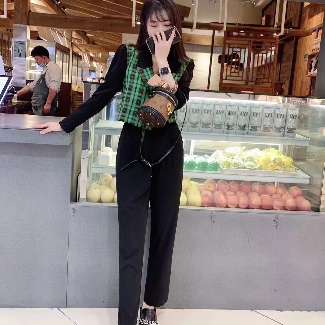 新款高腰修身时尚套装