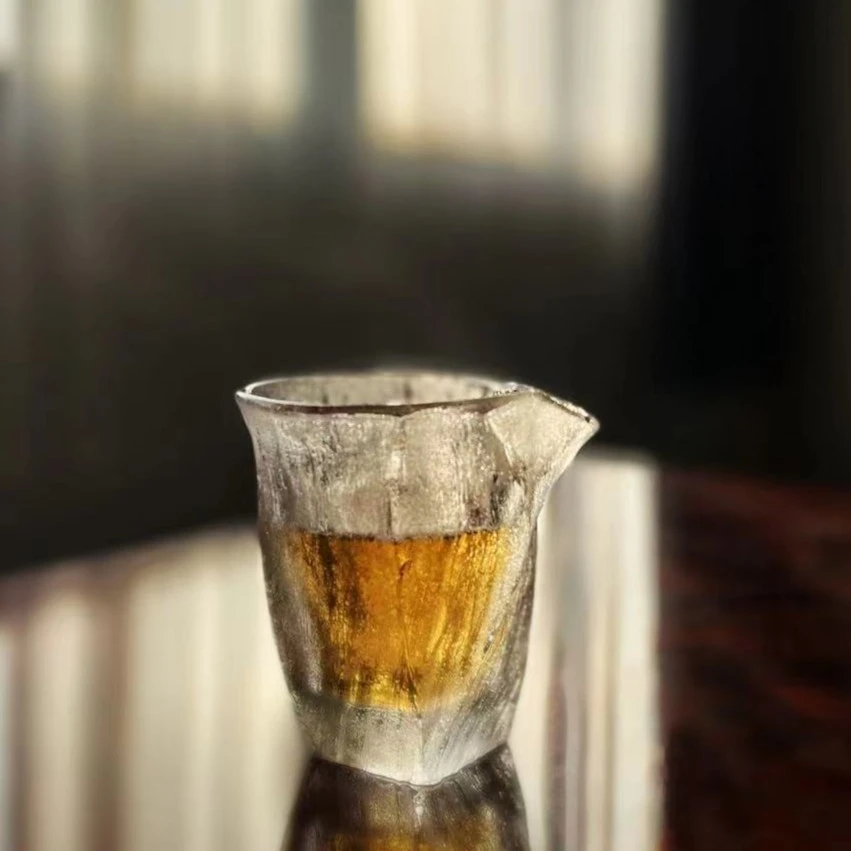 物问方圆水晶公道杯加厚耐热纯手工家用日式公道条纹雕刻分茶器