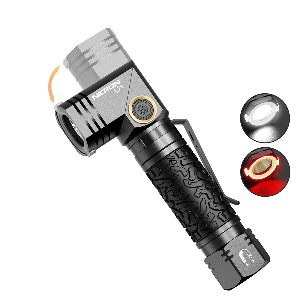 [NICRON耐朗]L71 红圈圈天使眼轮胎纹弯头拐角灯 越野转角手电