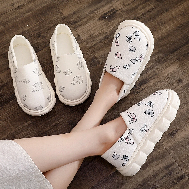 春秋冬大码月子鞋加肥加大软底防水透气卡通产后孕妇鞋月包跟