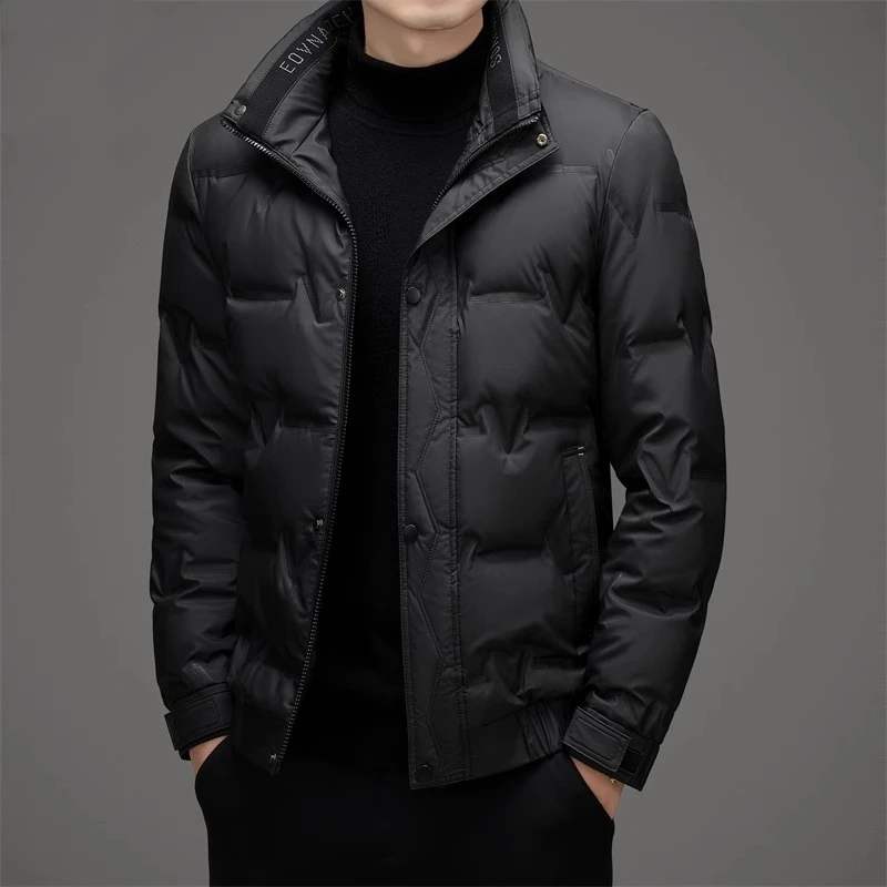 拉奇巴茨羽绒服男士冬季轻薄保暖白鸭绒上衣休闲立领夹克外套男款