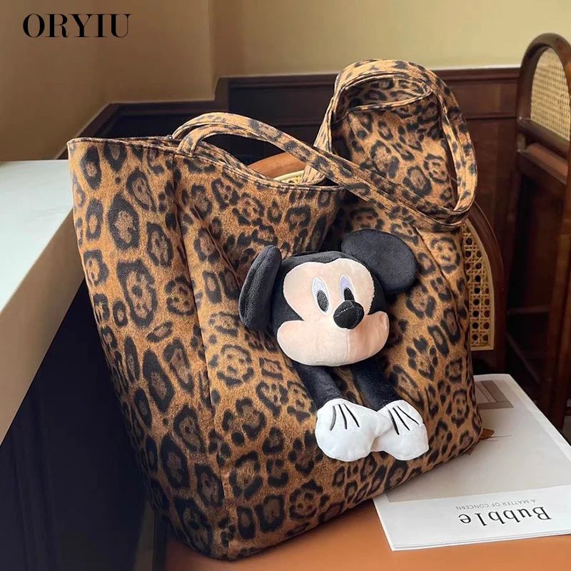 ORYIU【缪系轻咖】复古大容量休闲豹纹托特女包时尚百搭潮流包包