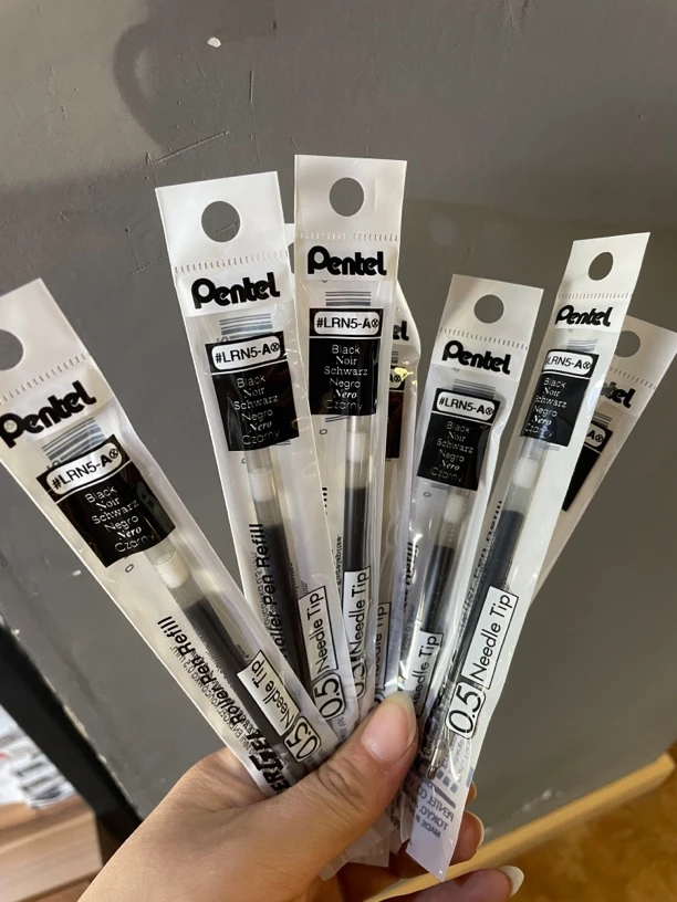 派通笔芯速干按动中性笔0.5BLN105/BLN75专用黑芯红色蓝色替芯