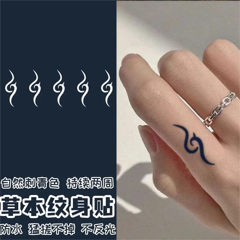 火焰纹身耳后手指图腾男女情侣款草本果汁纹身贴半永久持久逼真