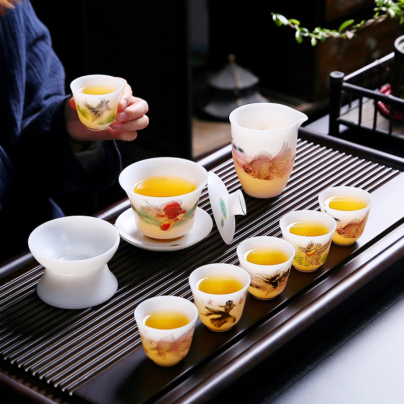 郭志保鸿运当头盖碗套装冰种玉瓷功夫茶具德化羊脂玉白瓷礼品茶具