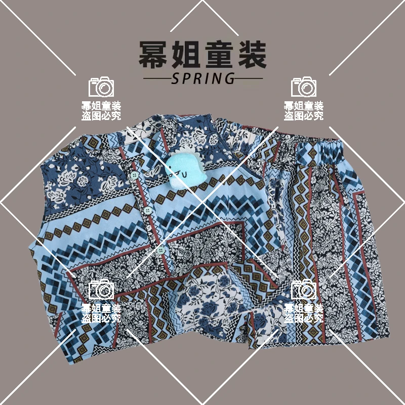 【波西米亚风】幂姐原创儿童夏季清凉花色无袖背心+裤子套装2255