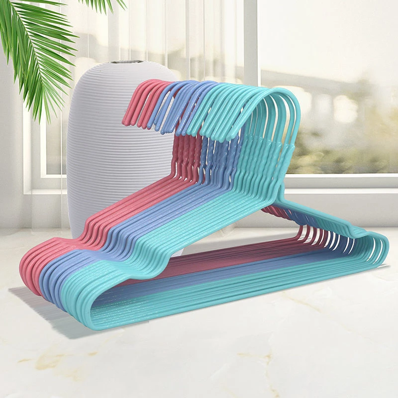 防风浸塑衣挂家用无痕晾衣架干湿两用挂衣架无痕挂衣撑子随机纯色
