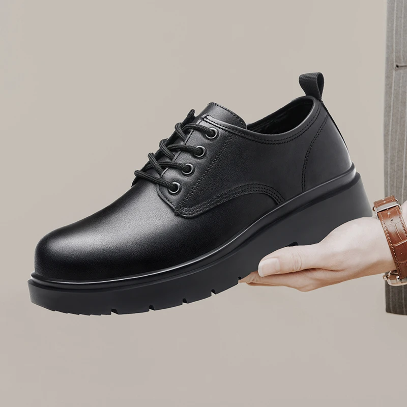 【品牌同款】男士头层牛皮大头皮鞋商务英伦风休闲秋季透气厚底增高