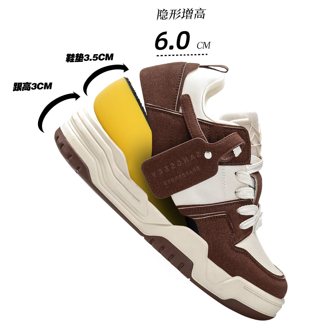冰尼斯高级风情侣款内增高6cm隐形增高复古内增高男鞋板鞋增高鞋
