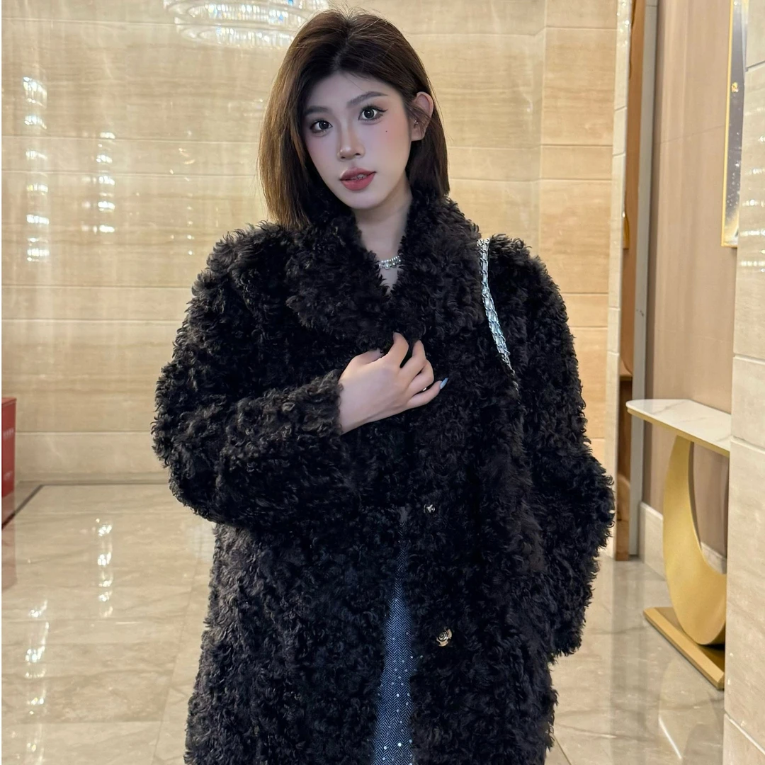 珠珠禾【泰迪卷卷02】托卡风2024冬季网红时尚百搭中长款气质外套