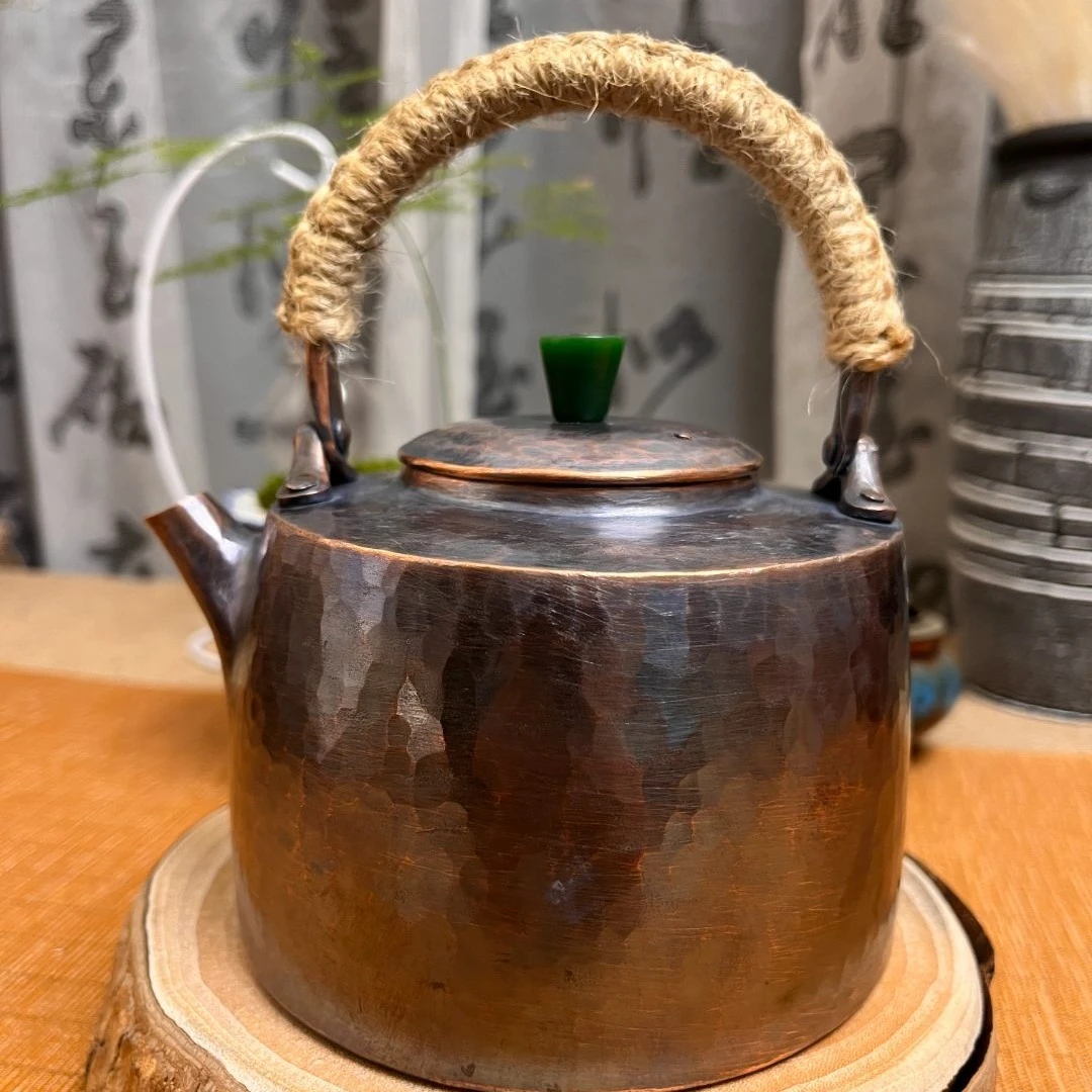 【品茗】紫铜手工一张打 整打壶 烧水壶 煮茶壶黑色干净