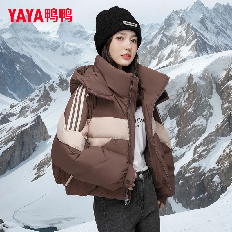 YAYA/鸭鸭时尚小香风超短款羽绒服女款2024年冬季新款百搭宽松潮