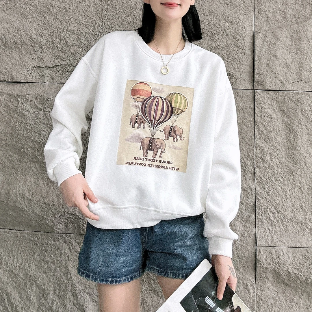 YANPING/燕苹新款秋季重工设计感百搭韩版刺绣女印花圆领卫衣7128