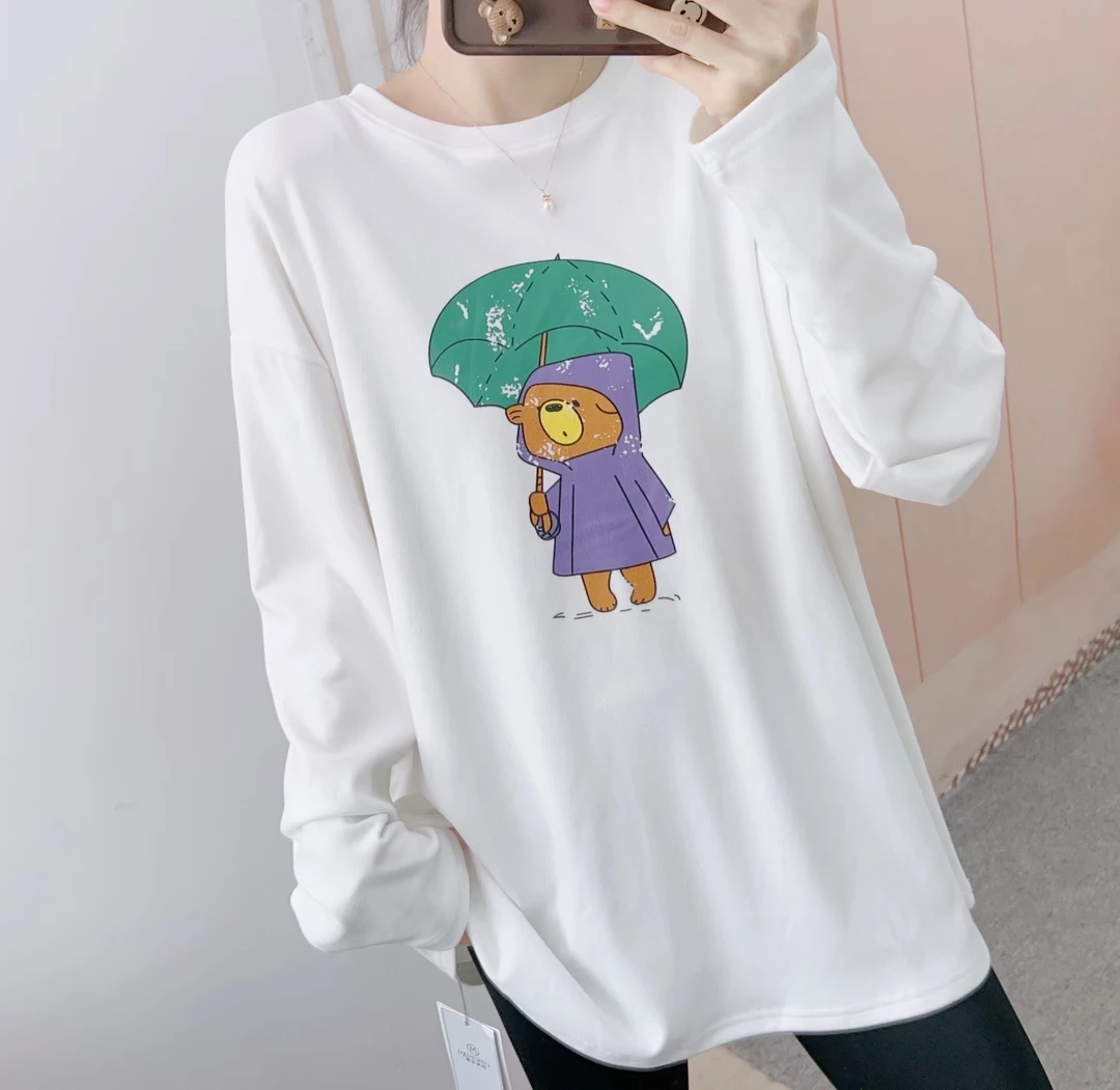 626韩版百搭印花宽松长款德绒T恤626GJ