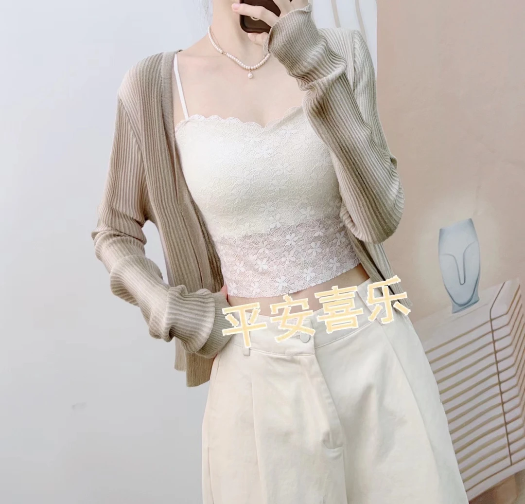 蕾丝吊带胸垫打底内衣防走光美背上衣蕾丝美背C1