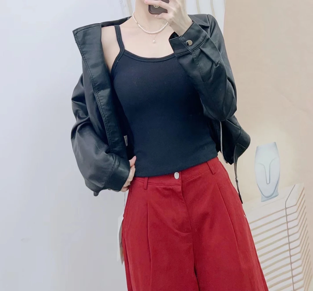 胸垫一体内搭显瘦磨毛打底吊带背心